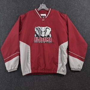 Alabama Crimson Tide Pullover Mens Large Red Gray Windbreaker Jacket Embroidered